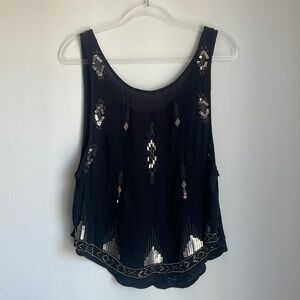 Free People Black and Silver Tank Top